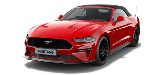 Ford Mustang convertible red rental car
